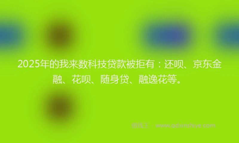 2025年的我来数科技贷款被拒有：还呗、京东金融、花呗、随身贷、融逸花等。