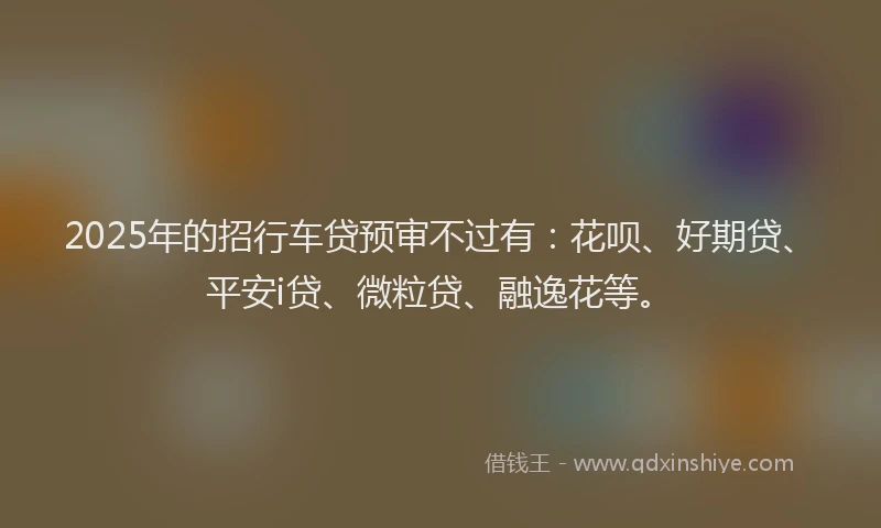 2025年的招行车贷预审不过有：花呗、好期贷、平安i贷、微粒贷、融逸花等。
