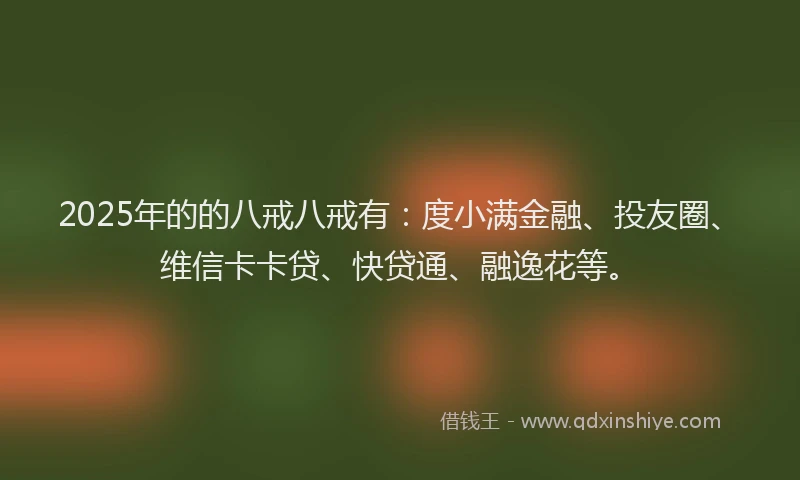 2025年的的八戒八戒有：度小满金融、投友圈、维信卡卡贷、快贷通、融逸花等。