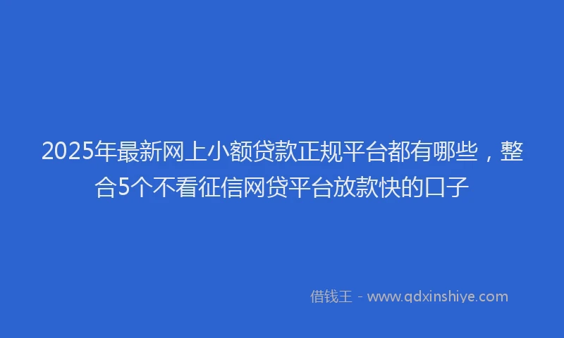 2025年最新网上小额贷款正规平台都有哪些，整合5个不看征信网贷平台放款快的口子