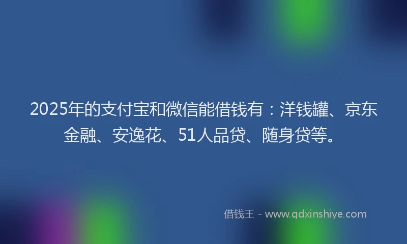 2025年的支付宝和微信能借钱有：洋钱罐、京东金融、安逸花、51人品贷、随身贷等。