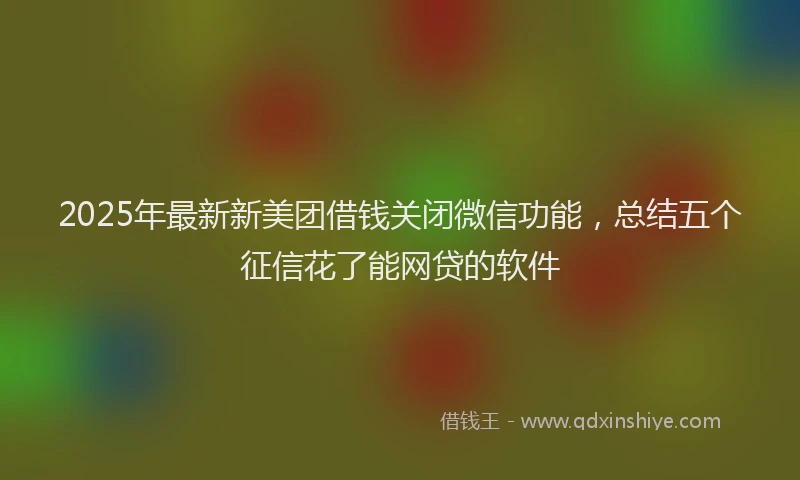 2025年最新新美团借钱关闭微信功能,总结五个征信花了能网贷的软件