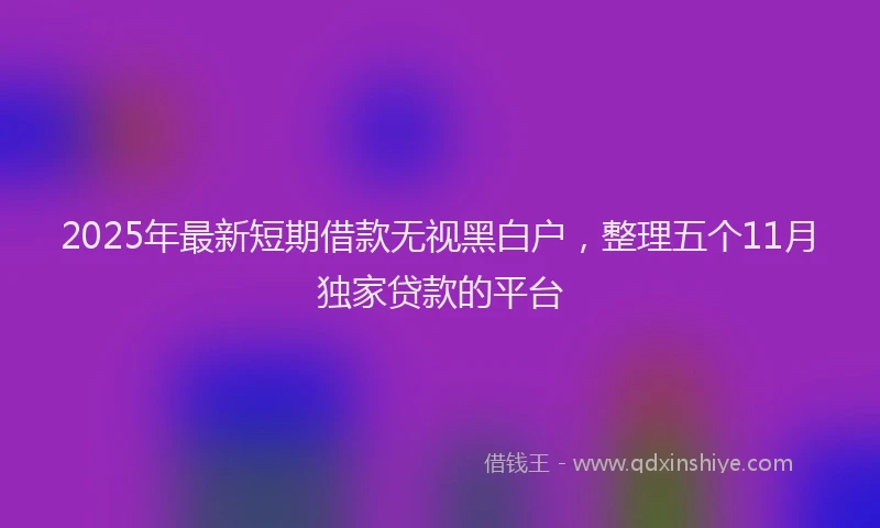 2025年最新短期借款无视黑白户，整理五个11月独家贷款的平台