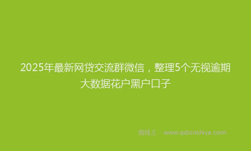 2025年最新网贷交流群微信，整理5个无视逾期大数据花户黑户口子