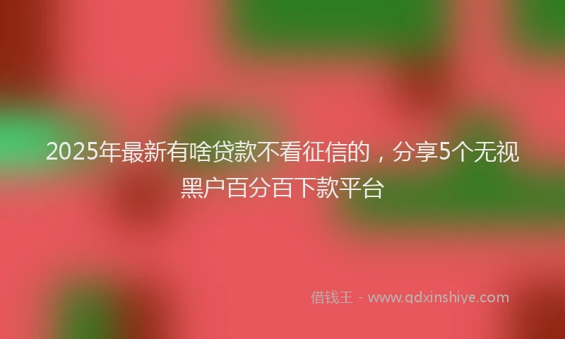 2025年最新有啥贷款不看征信的，分享5个无视黑户百分百下款平台