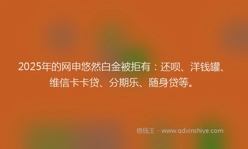 2025年的网申悠然白金被拒有：还呗、洋钱罐、维信卡卡贷、分期乐、随身贷等。