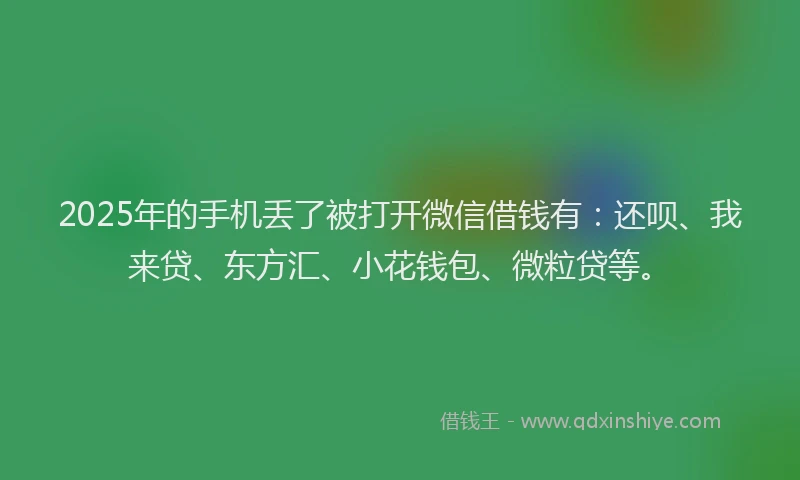 2025年的手机丢了被打开微信借钱有：还呗、我来贷、东方汇、小花钱包、微粒贷等。