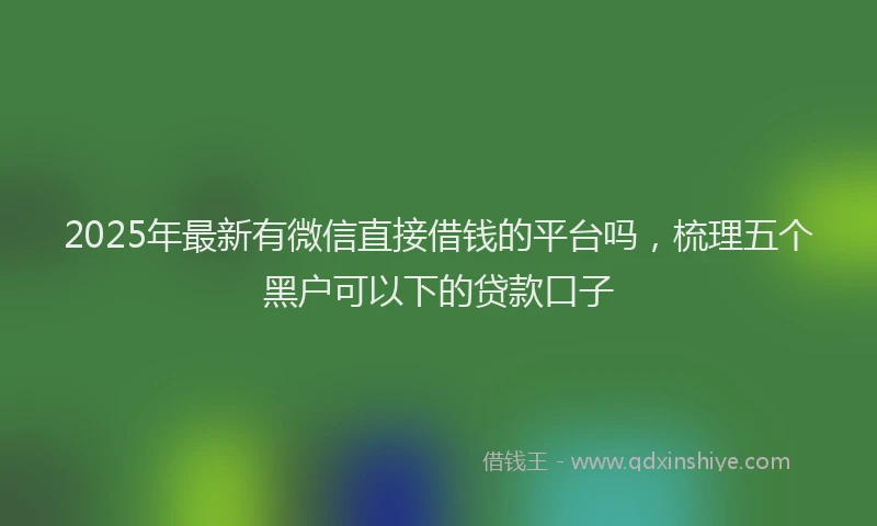 2025年最新有微信直接借钱的平台吗，梳理五个黑户可以下的贷款口子