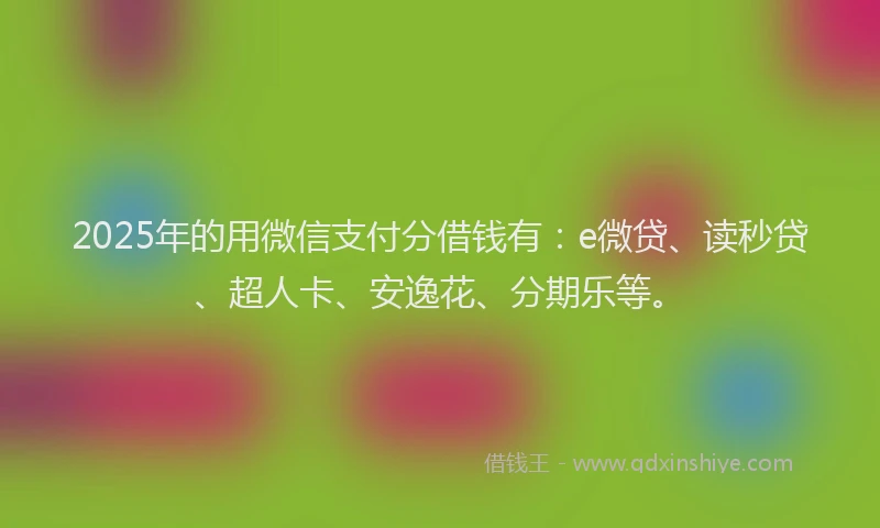 2025年的用微信支付分借钱有：e微贷、读秒贷、超人卡、安逸花、分期乐等。