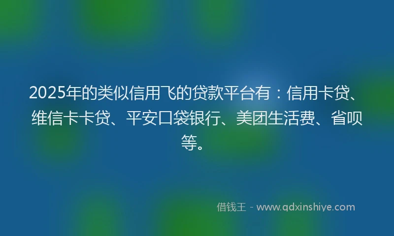 2025年的类似信用飞的贷款平台有：信用卡贷、维信卡卡贷、平安口袋银行、美团生活费、省呗等。