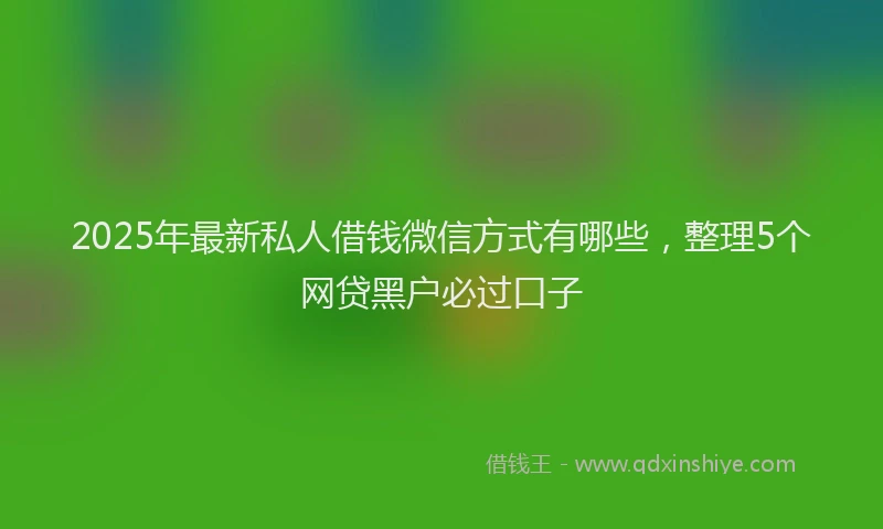 2025年最新私人借钱微信方式有哪些，整理5个网贷黑户必过口子