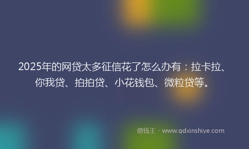 2025年的网贷太多征信花了怎么办有：拉卡拉、你我贷、拍拍贷、小花钱包、微粒贷等。