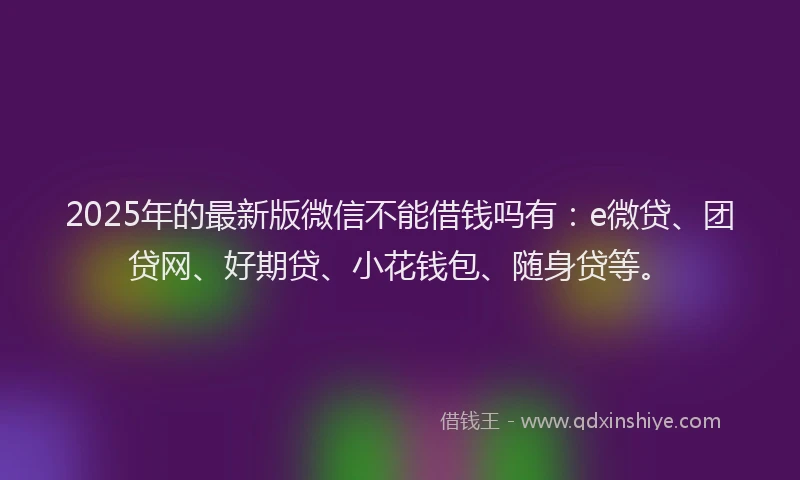 2025年的最新版微信不能借钱吗有：e微贷、团贷网、好期贷、小花钱包、随身贷等。