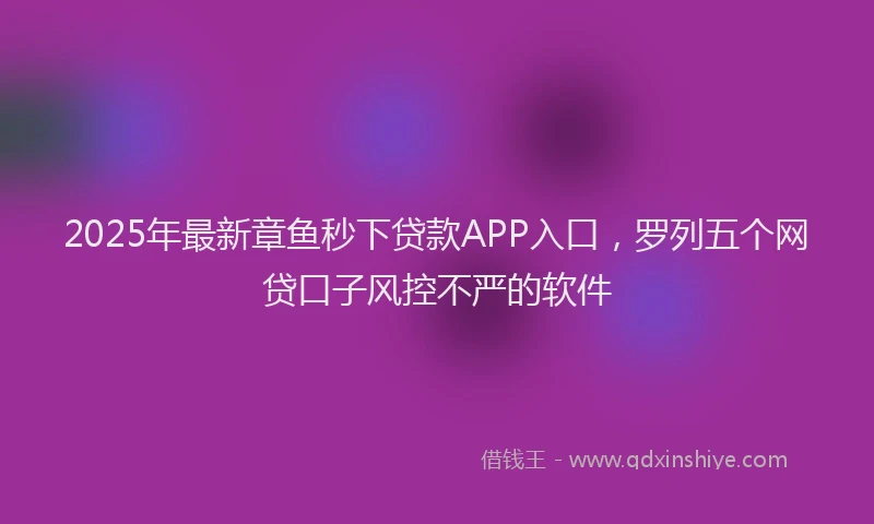 2025年最新章鱼秒下贷款APP入口，罗列五个网贷口子风控不严的软件