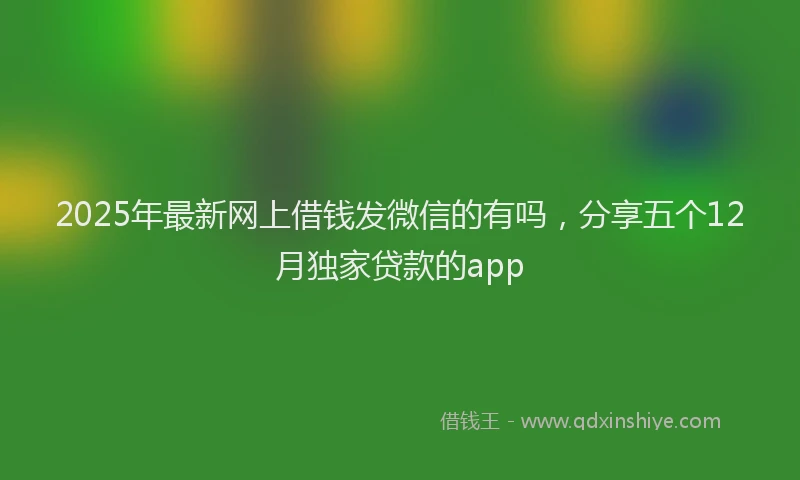 2025年最新网上借钱发微信的有吗，分享五个12月独家贷款的app