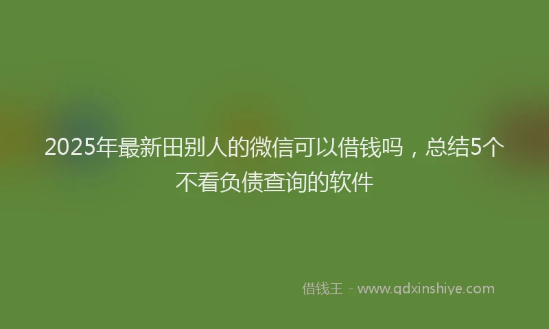 2025年最新田别人的微信可以借钱吗，总结5个不看负债查询的软件