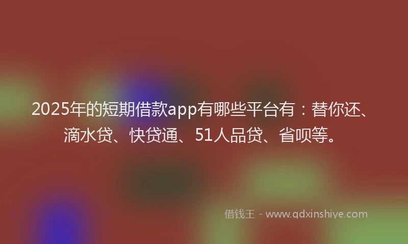 2025年的短期借款app有哪些平台有：替你还、滴水贷、快贷通、51人品贷、省呗等。