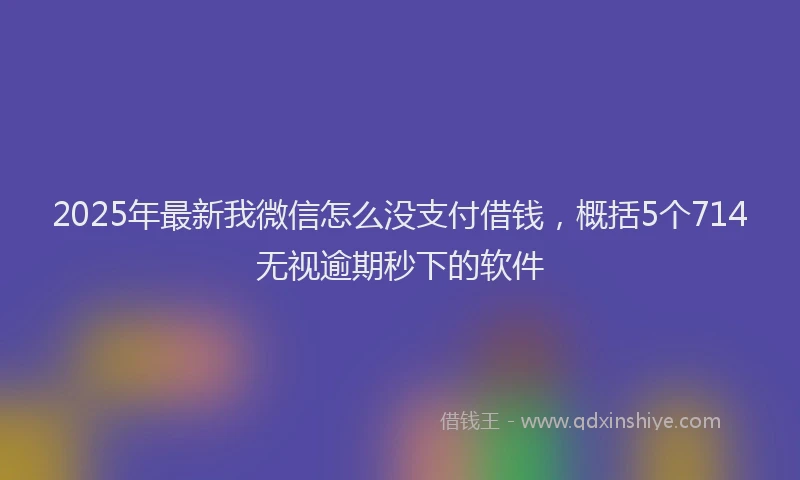 2025年最新我微信怎么没支付借钱，概括5个714无视逾期秒下的软件