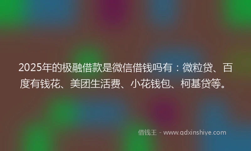 2025年的极融借款是微信借钱吗有：微粒贷、百度有钱花、美团生活费、小花钱包、柯基贷等。