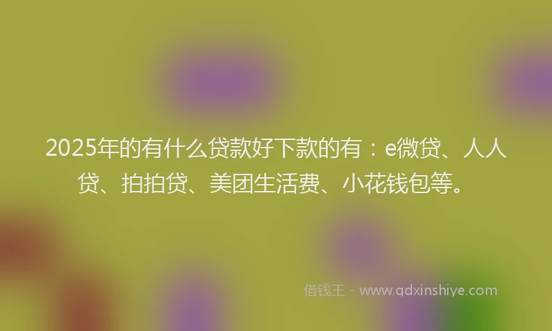 2025年的有什么贷款好下款的有：e微贷、人人贷、拍拍贷、美团生活费、小花钱包等。