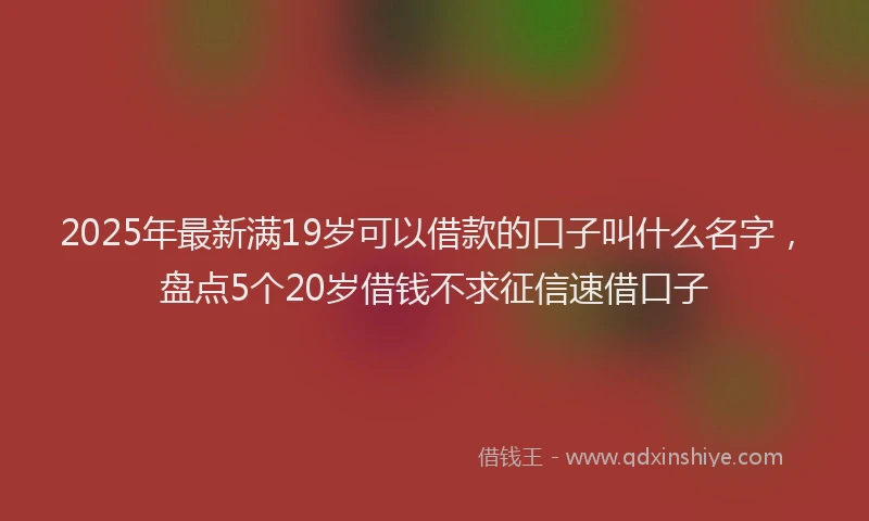 2025年最新满19岁可以借款的口子叫什么名字，盘点5个20岁借钱不求征信速借口子