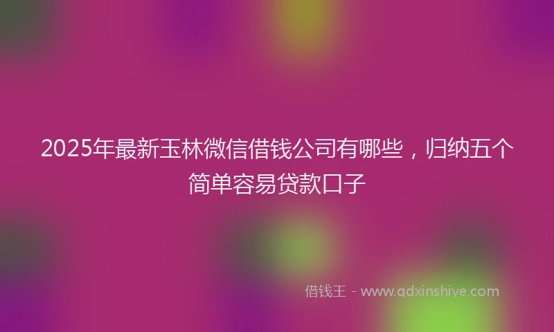 2025年最新玉林微信借钱公司有哪些，归纳五个简单容易贷款口子