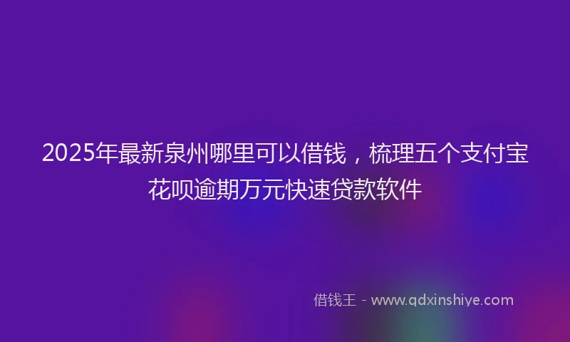 2025年最新泉州哪里可以借钱，梳理五个支付宝花呗逾期万元快速贷款软件