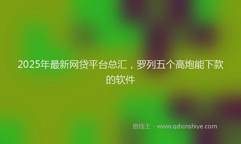 2025年最新网贷平台总汇，罗列五个高炮能下款的软件