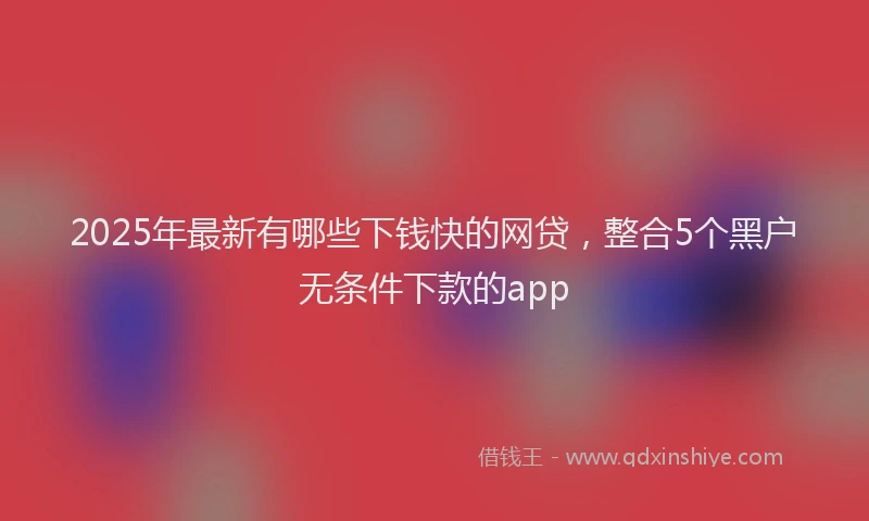2025年最新有哪些下钱快的网贷，整合5个黑户无条件下款的app