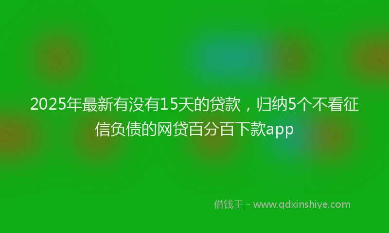 2025年最新有没有15天的贷款,归纳5个不看征信负债的网贷百分百下款app