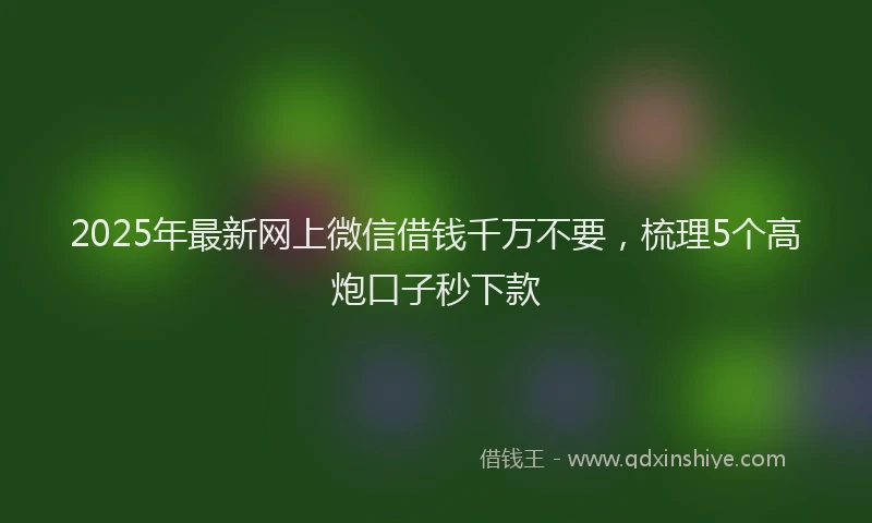 2025年最新网上微信借钱千万不要，梳理5个高炮口子秒下款