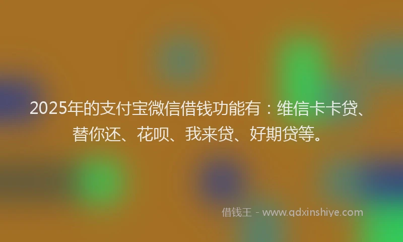 2025年的支付宝微信借钱功能有：维信卡卡贷、替你还、花呗、我来贷、好期贷等。