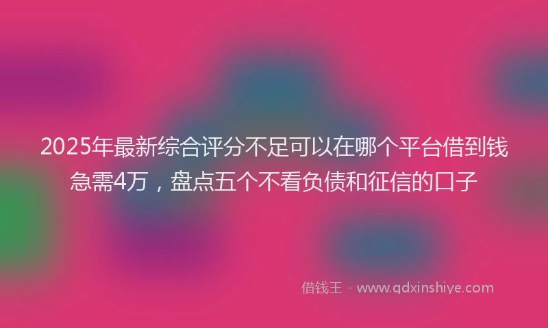 2025年最新综合评分不足可以在哪个平台借到钱急需4万,盘点五个不看负债和征信的口子