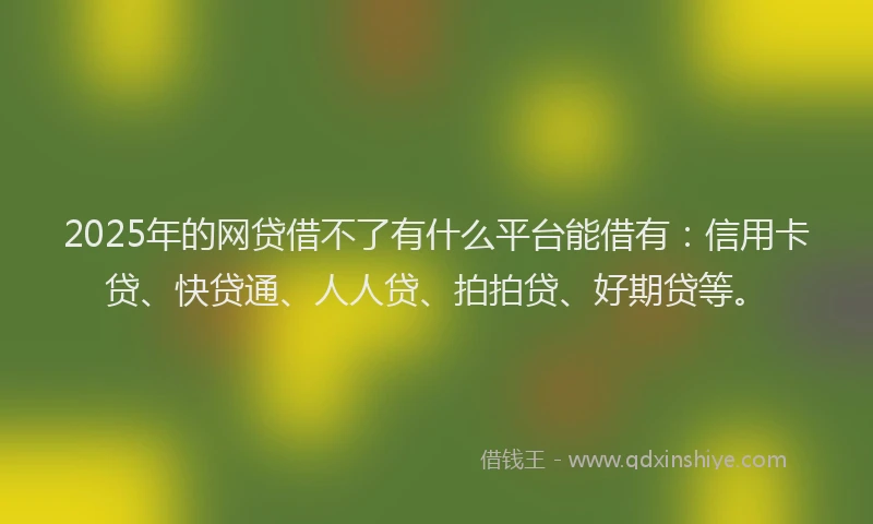 2025年的网贷借不了有什么平台能借有：信用卡贷、快贷通、人人贷、拍拍贷、好期贷等。
