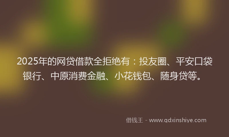 2025年的网贷借款全拒绝有：投友圈、平安口袋银行、中原消费金融、小花钱包、随身贷等。