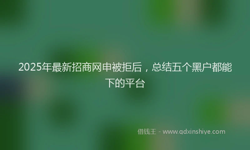 2025年最新招商网申被拒后，总结五个黑户都能下的平台