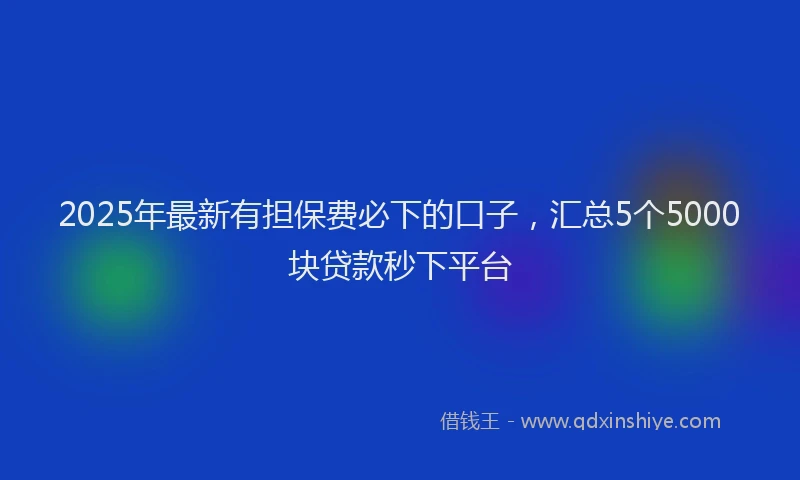 2025年最新有担保费必下的口子，汇总5个5000块贷款秒下平台
