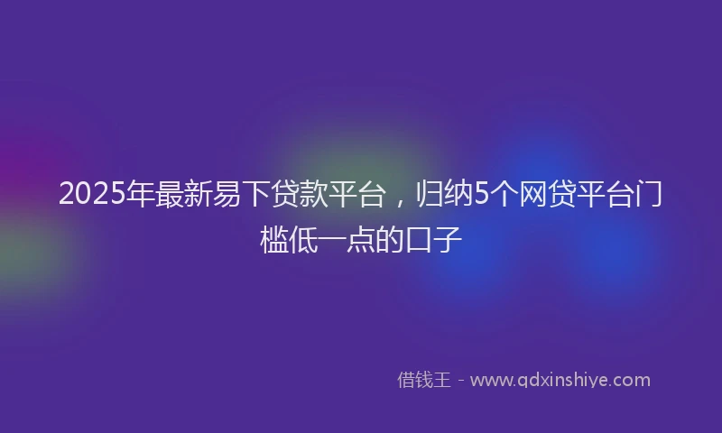 2025年最新易下贷款平台，归纳5个网贷平台门槛低一点的口子