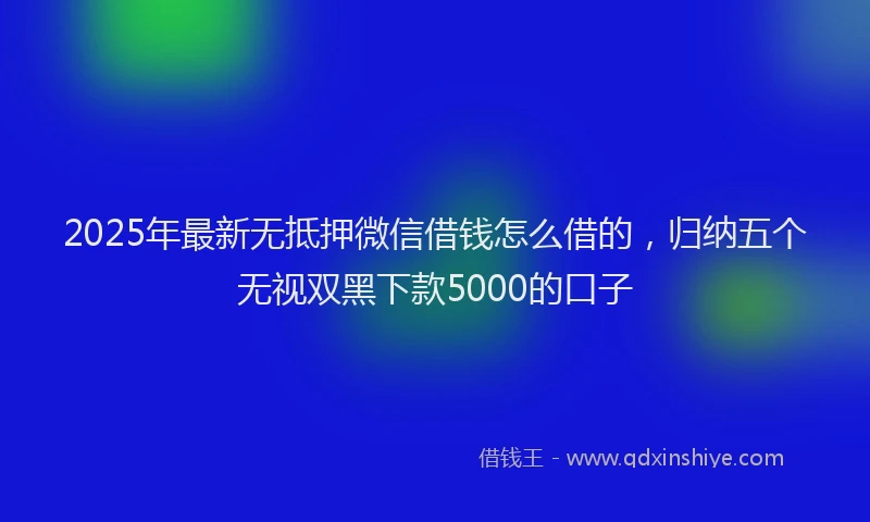 2025年最新无抵押微信借钱怎么借的，归纳五个无视双黑下款5000的口子
