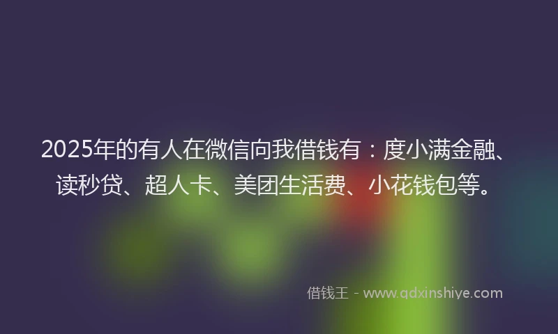 2025年的有人在微信向我借钱有：度小满金融、读秒贷、超人卡、美团生活费、小花钱包等。