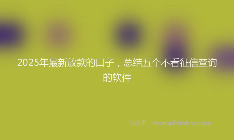 2025年最新放款的口子，总结五个不看征信查询的软件