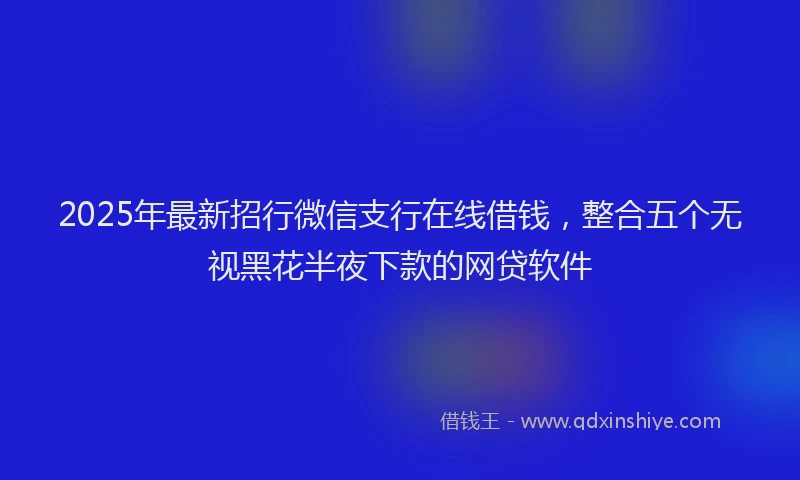 2025年最新招行微信支行在线借钱，整合五个无视黑花半夜下款的网贷软件