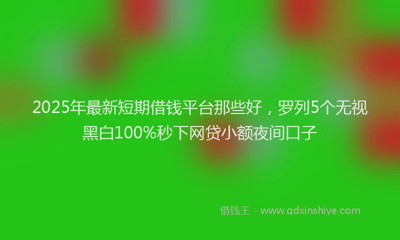 2025年最新短期借钱平台那些好，罗列5个无视黑白100%秒下网贷小额夜间口子