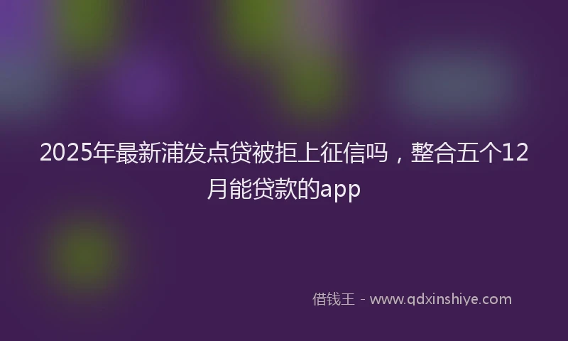 2025年最新浦发点贷被拒上征信吗，整合五个12月能贷款的app
