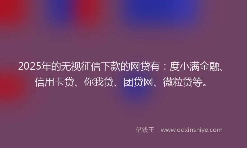 2025年的无视征信下款的网贷有：度小满金融、信用卡贷、你我贷、团贷网、微粒贷等。