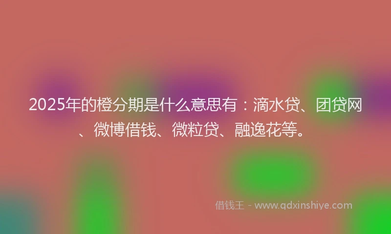 2025年的橙分期是什么意思有：滴水贷、团贷网、微博借钱、微粒贷、融逸花等。