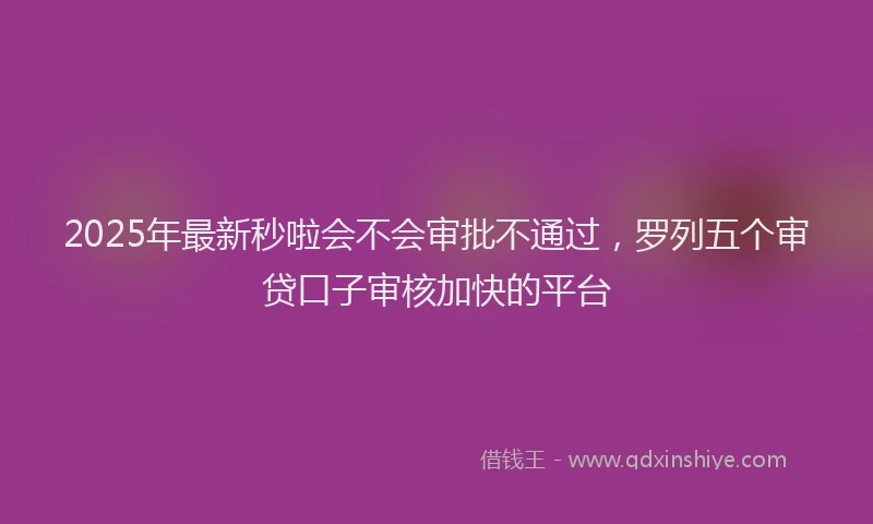 2025年最新秒啦会不会审批不通过，罗列五个审贷口子审核加快的平台