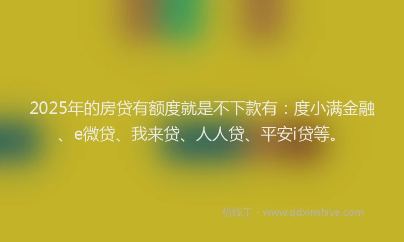2025年的房贷有额度就是不下款有：度小满金融、e微贷、我来贷、人人贷、平安i贷等。