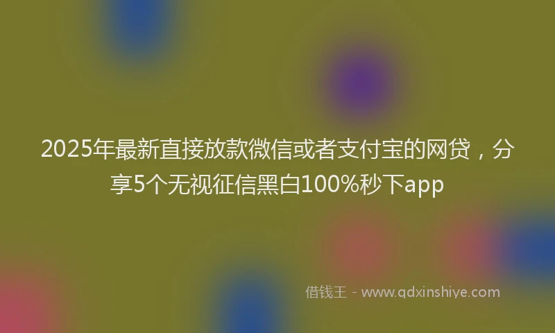 2025年最新直接放款微信或者支付宝的网贷，分享5个无视征信黑白100%秒下app