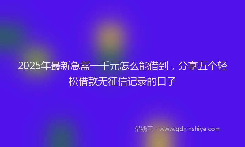 2025年最新急需一千元怎么能借到，分享五个轻松借款无征信记录的口子